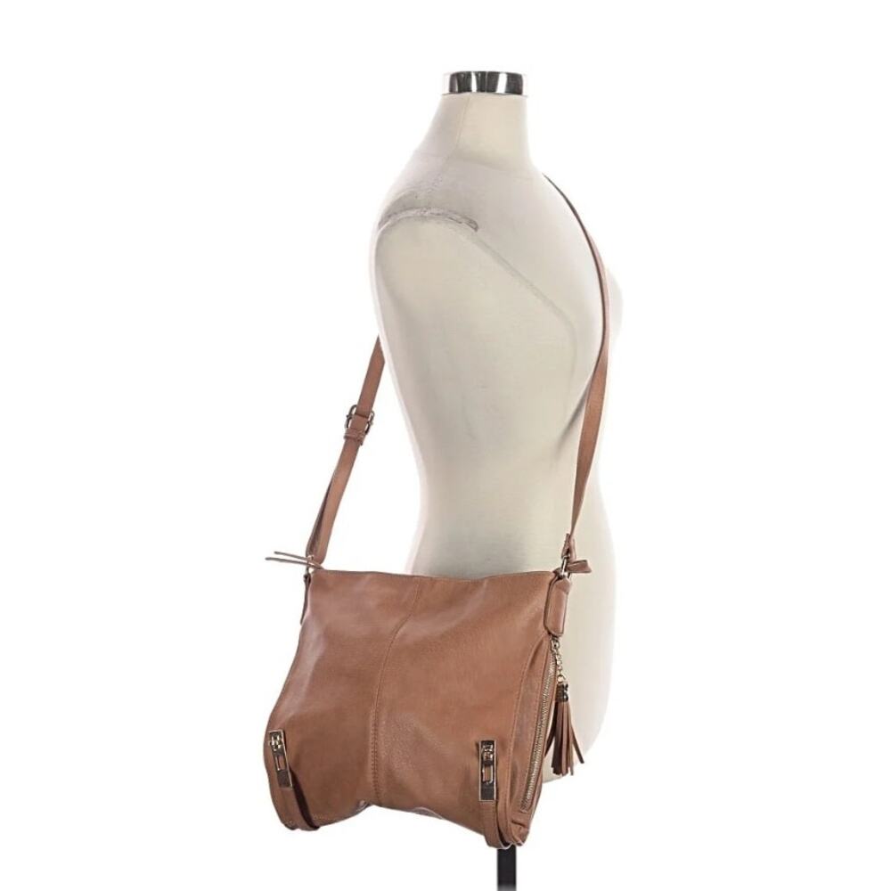 MMS Design Co. Supple Tan Leather Gold Tone Hardware Crossbody Shoulder Bag - Picture 3 of 9